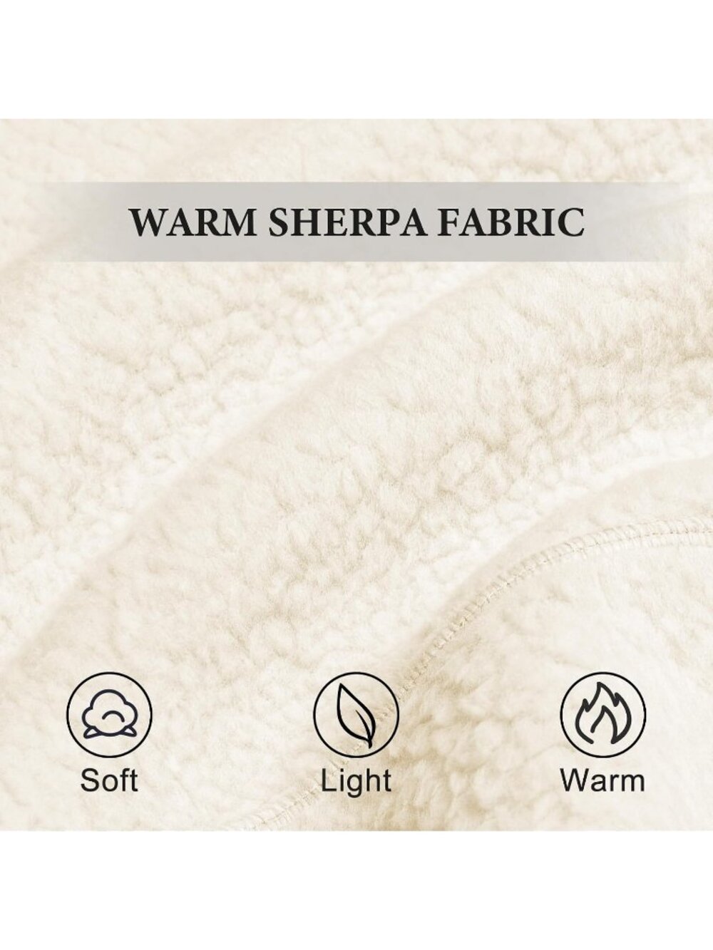 Women Beige 100% Polyester Mock-neck Fuzzy Sherpa Fleece Quarter Zip Sweatshirt - Picture 6 of 6